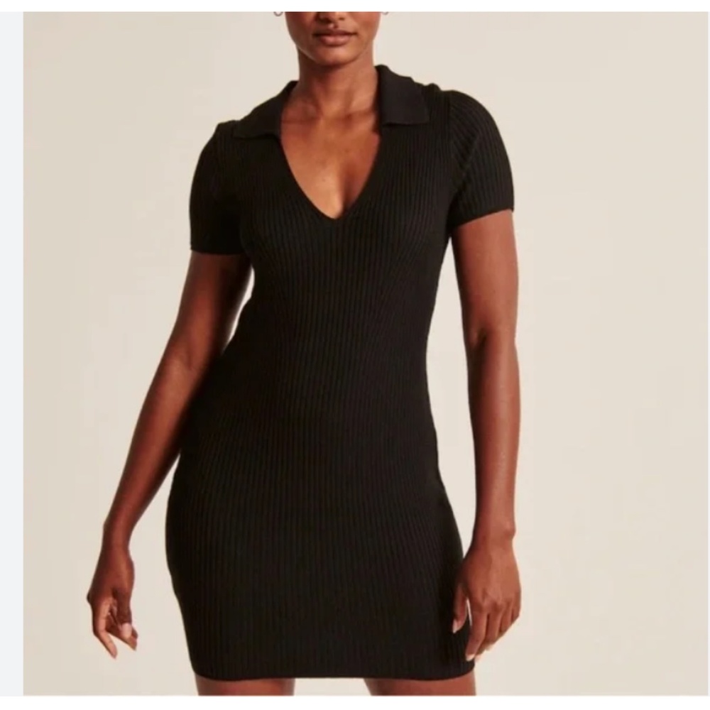 Abercrombie & Fitch Black Polo Ribbed Mini Dress